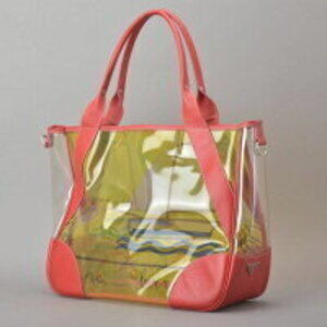 Prada ocean vinyl clear yachts tote shoulder pools bag leather red